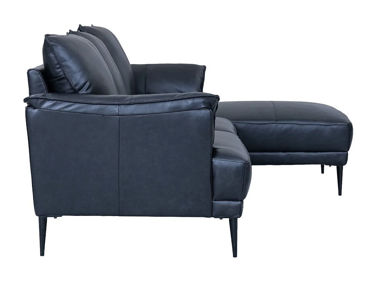 Canapé d'angle droite Soul - 3 places - Cuir - Noir