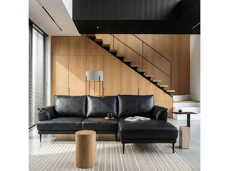 Driezitsbank Soul van leer - zwart