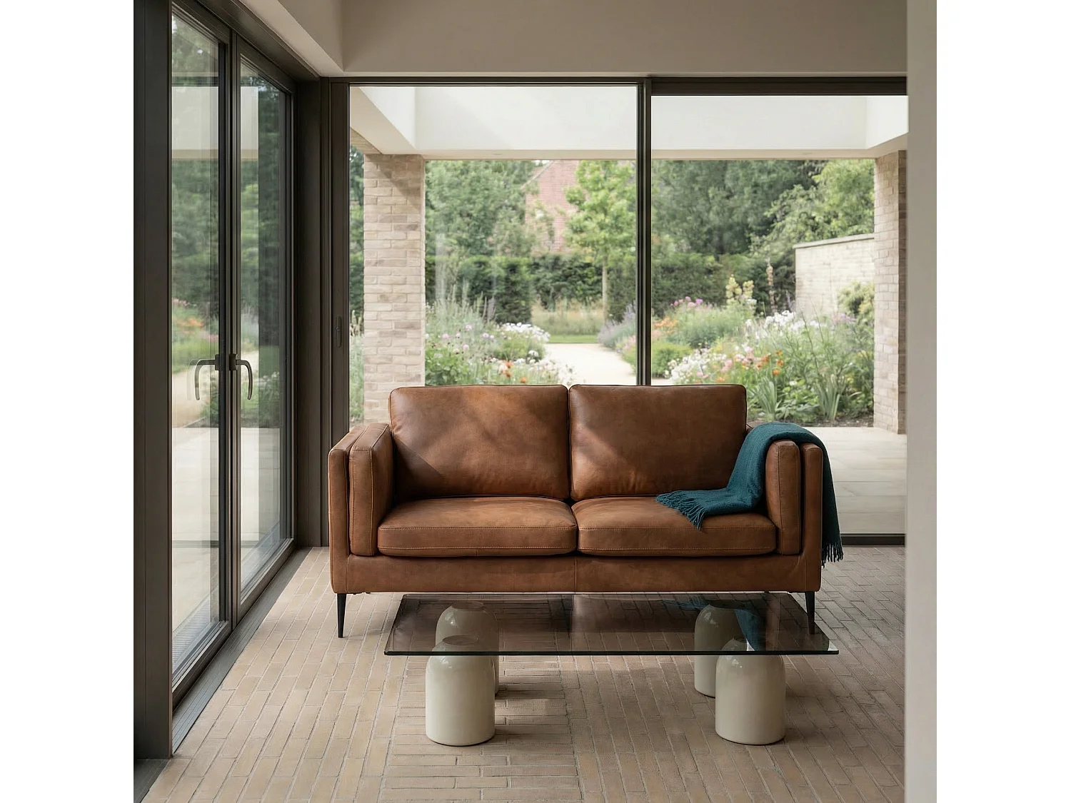 Canapé Valencia - 2 places - Cuir - Marron