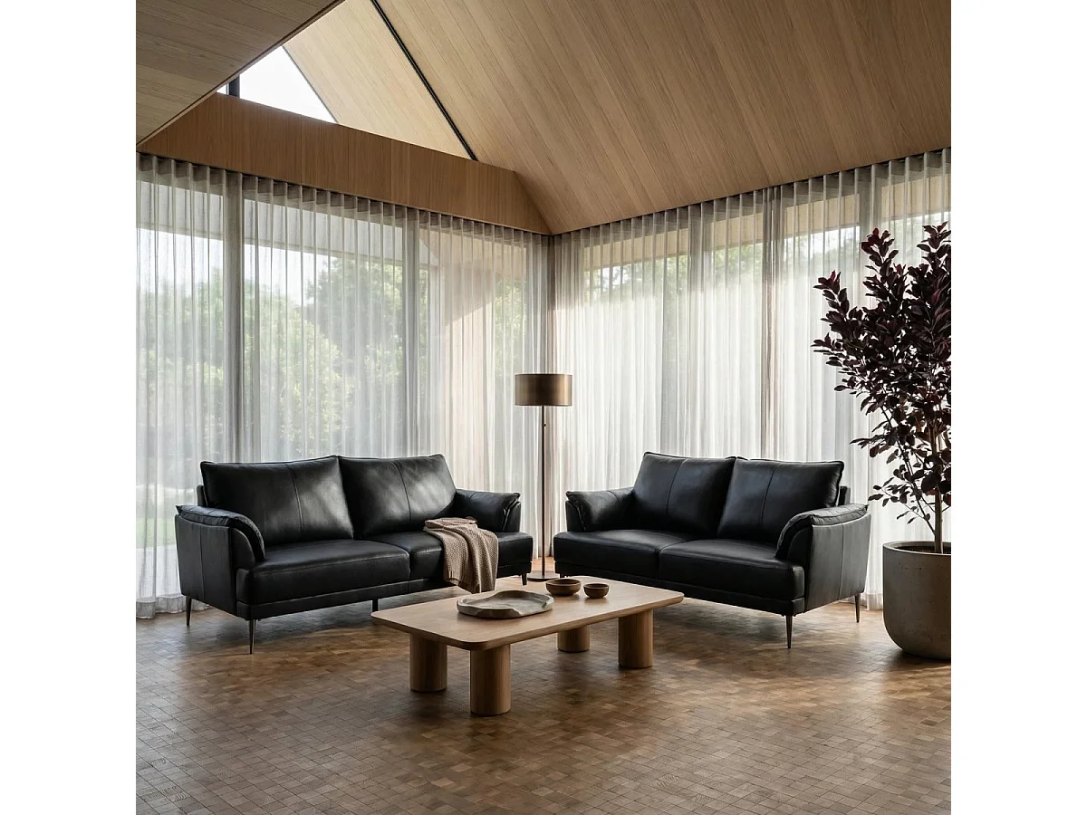 Canapé Soul - 3 places - Cuir - Noir