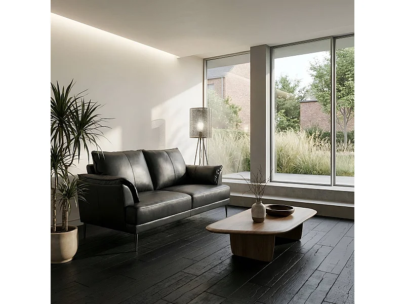 Canapé Soul - 3 places - Cuir - Noir