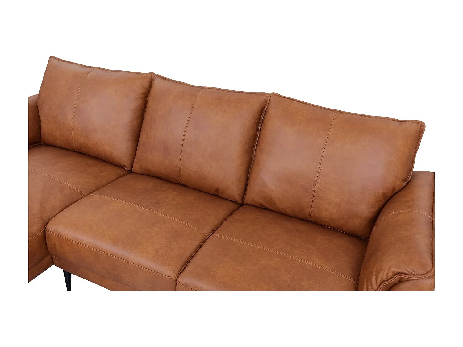 Canapé d'angle gauche Soul - 3 places - Cuir - Marron