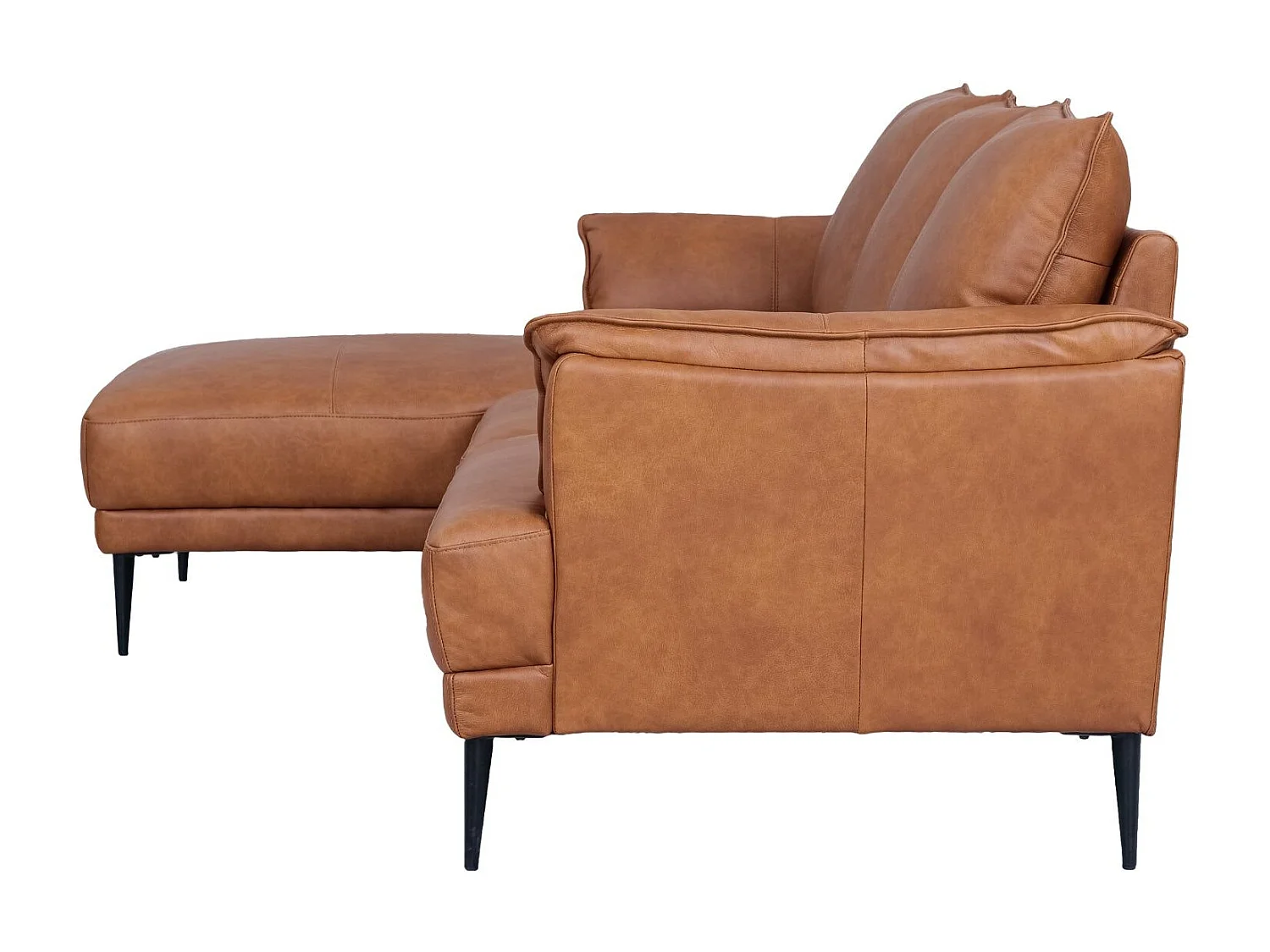 Canapé d'angle gauche Soul - 3 places - Cuir - Marron