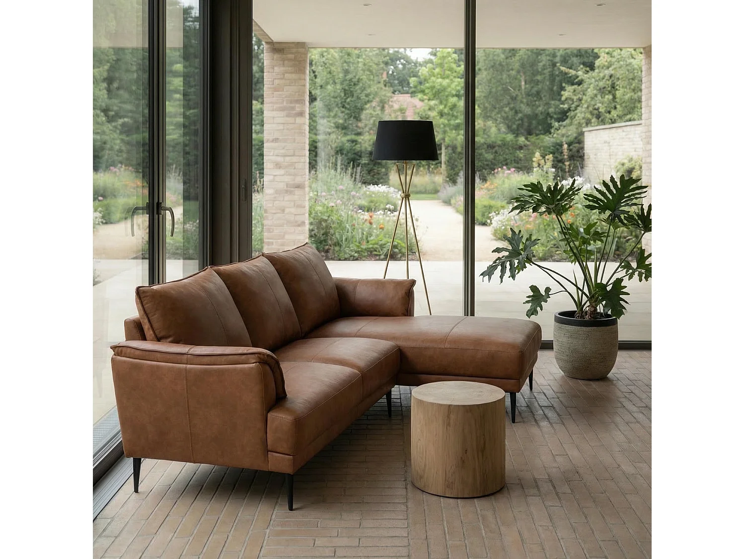 Driezitsbank Soul van leer - bruin