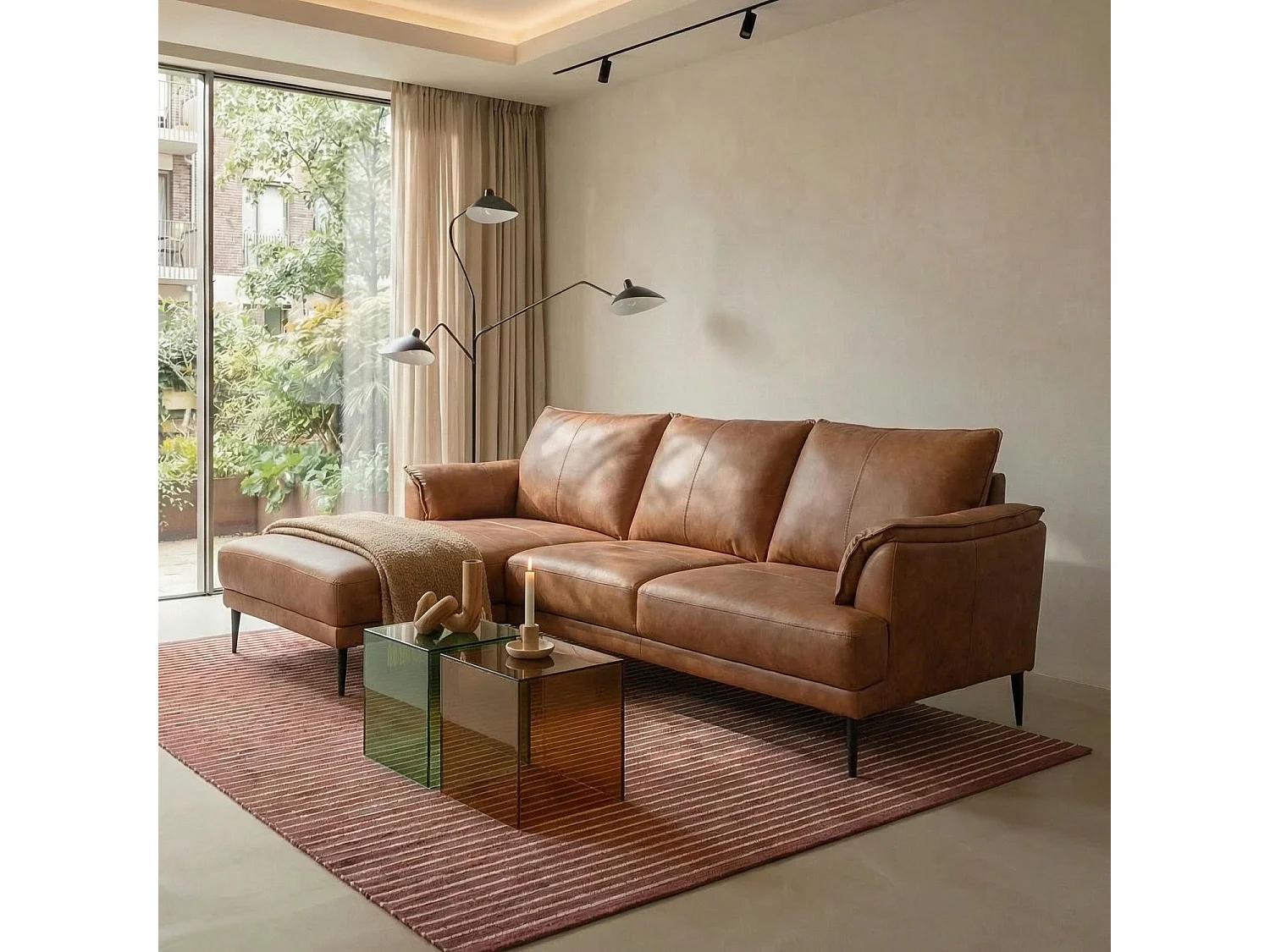 Driezitsbank Soul van leer - bruin