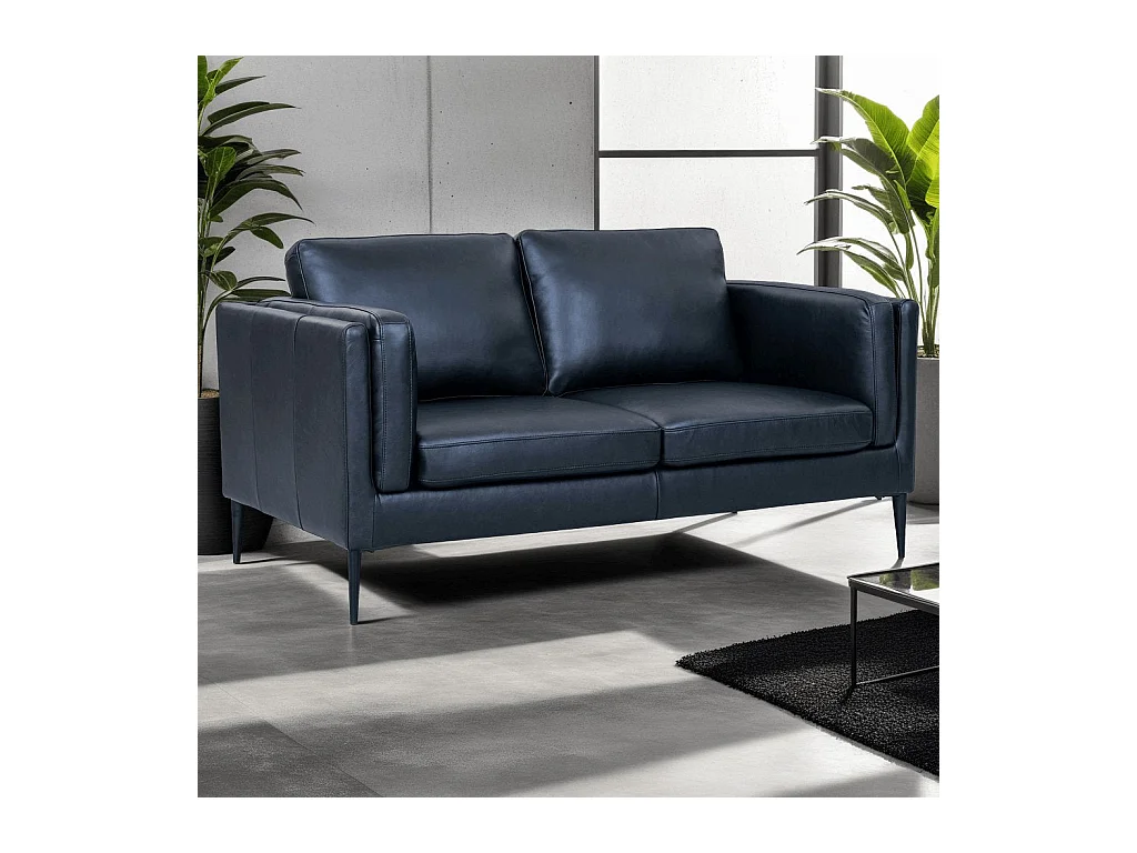 Ledersofa Valencia - 2-Sitzer - Leder - Schwarz
