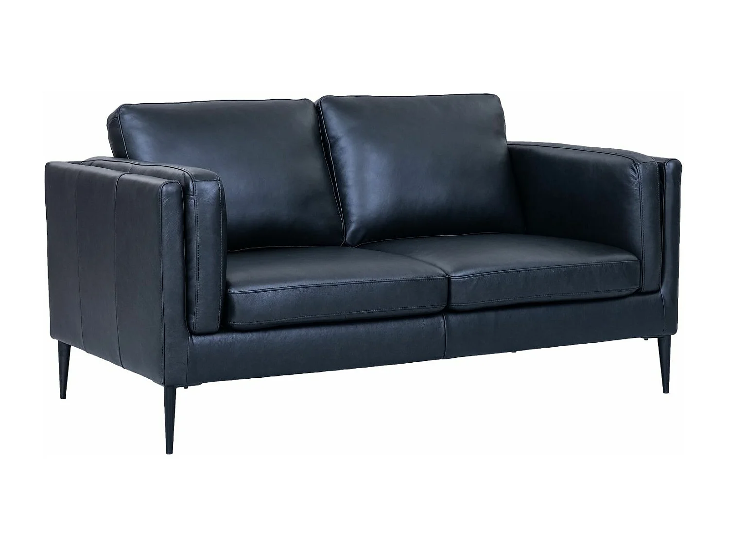 Tweezitsbank Valencia van leer - zwart