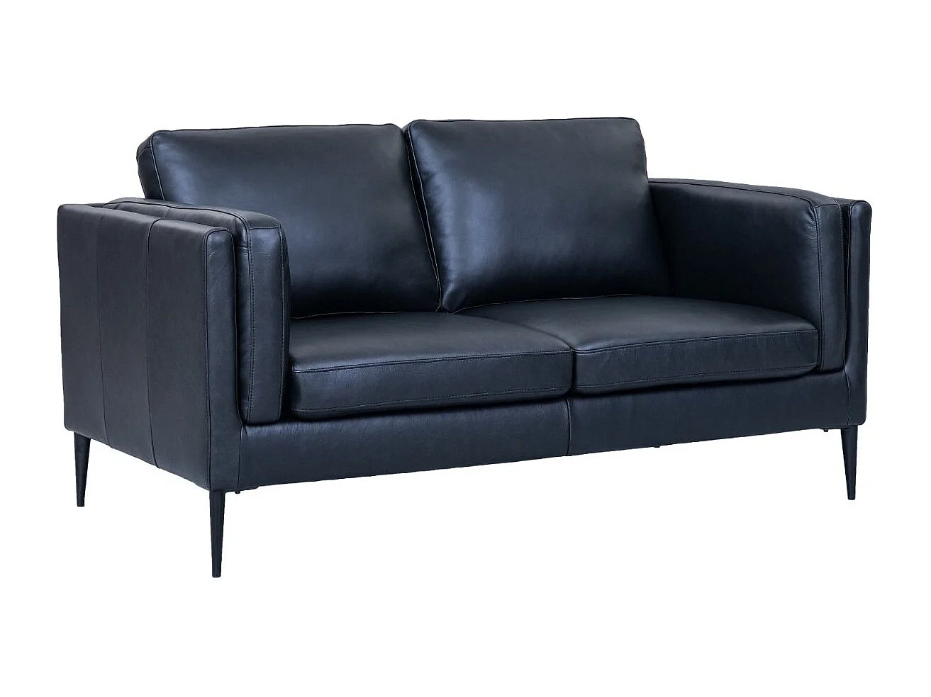 Tweezitsbank Valencia van leer - zwart