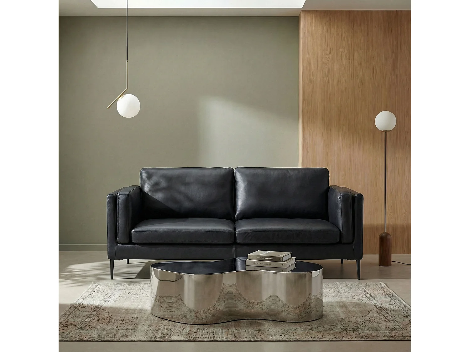 Canapé Valencia - 2 places - Cuir - Noir