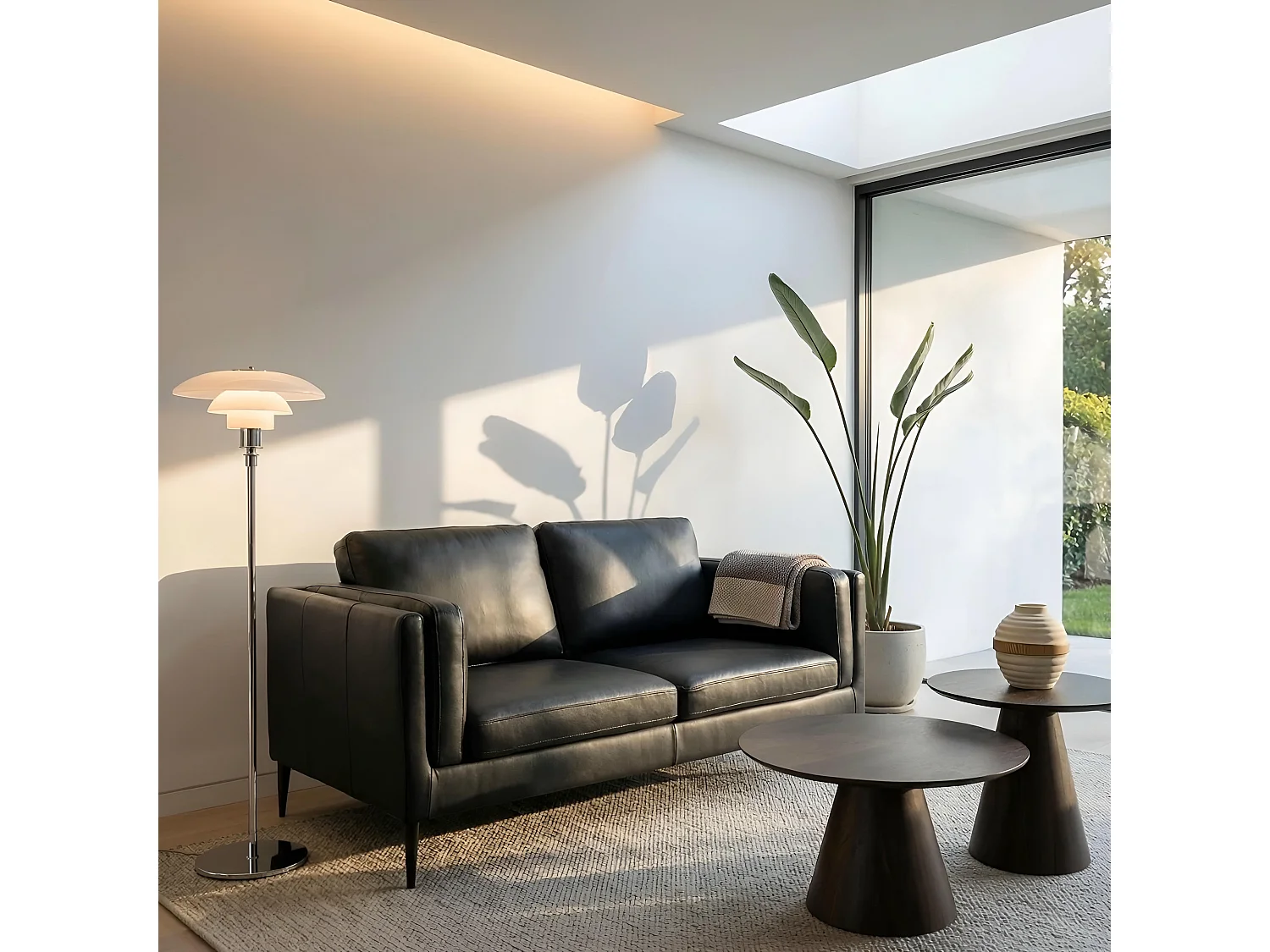 Canapé Valencia - 2 places - Cuir - Noir