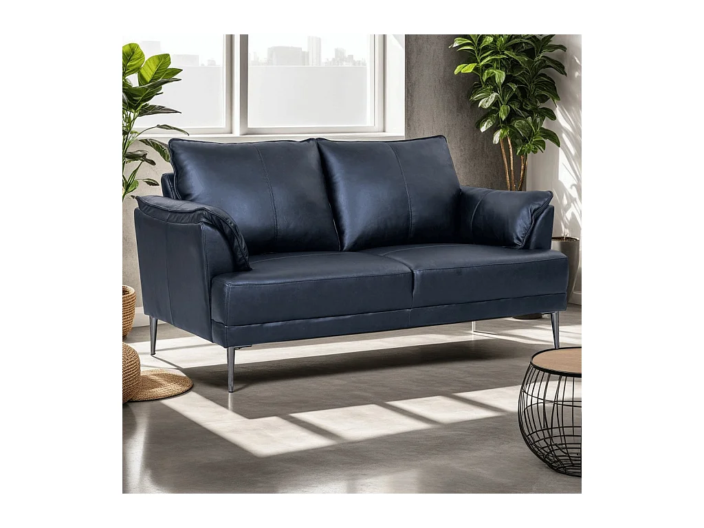 Ledersofa Soul - 2-Sitzer - Leder - Schwarz