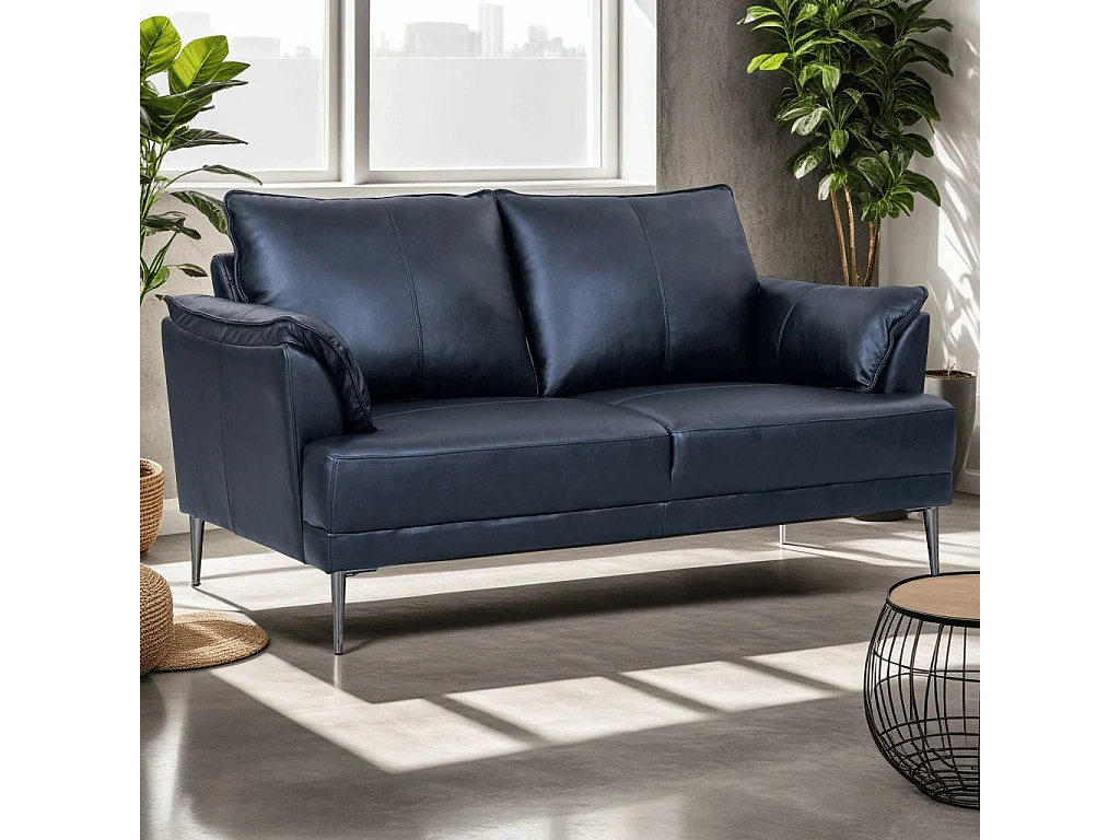 Ledersofa Soul - 2-Sitzer - Leder - Schwarz