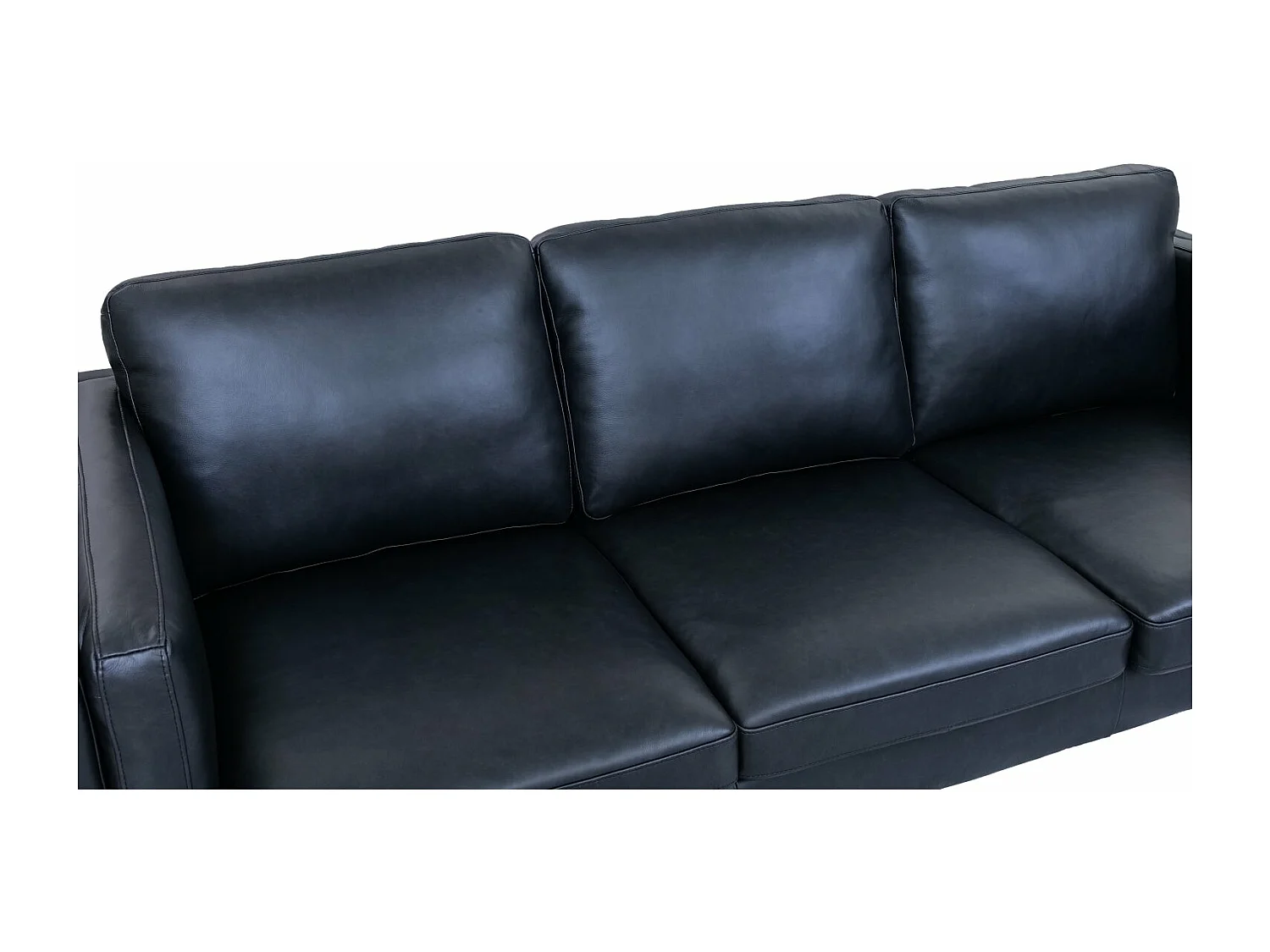 Driezitsbank Valencia van leer - zwart