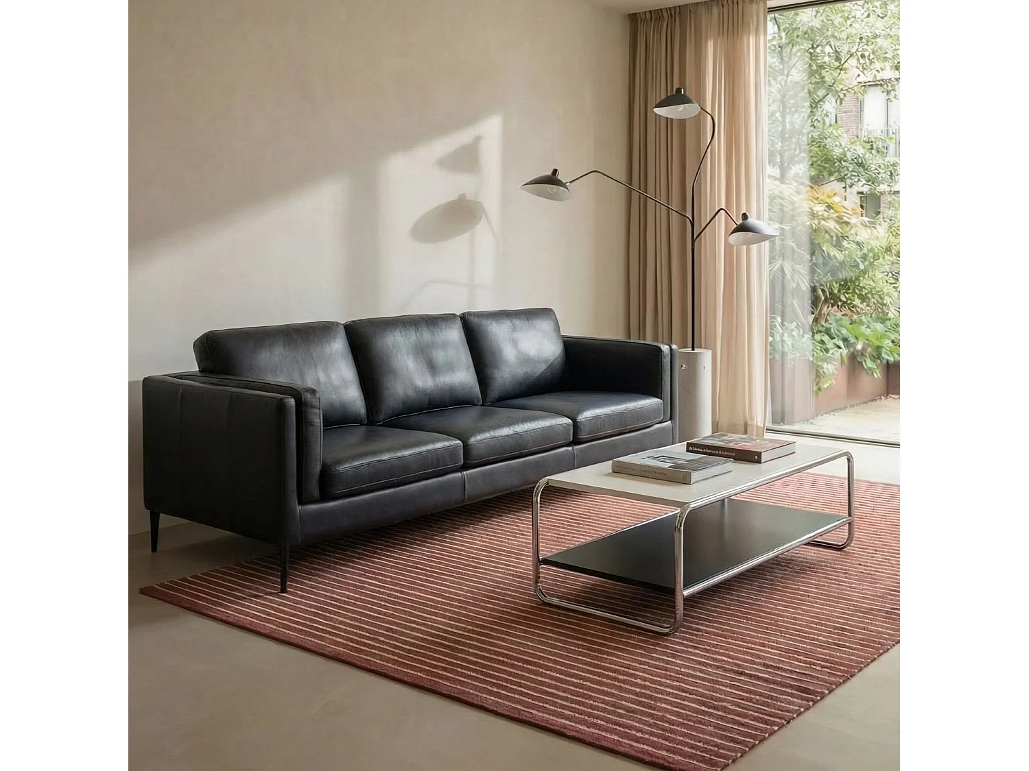 Canapé Valencia - 3 places - Cuir - Noir