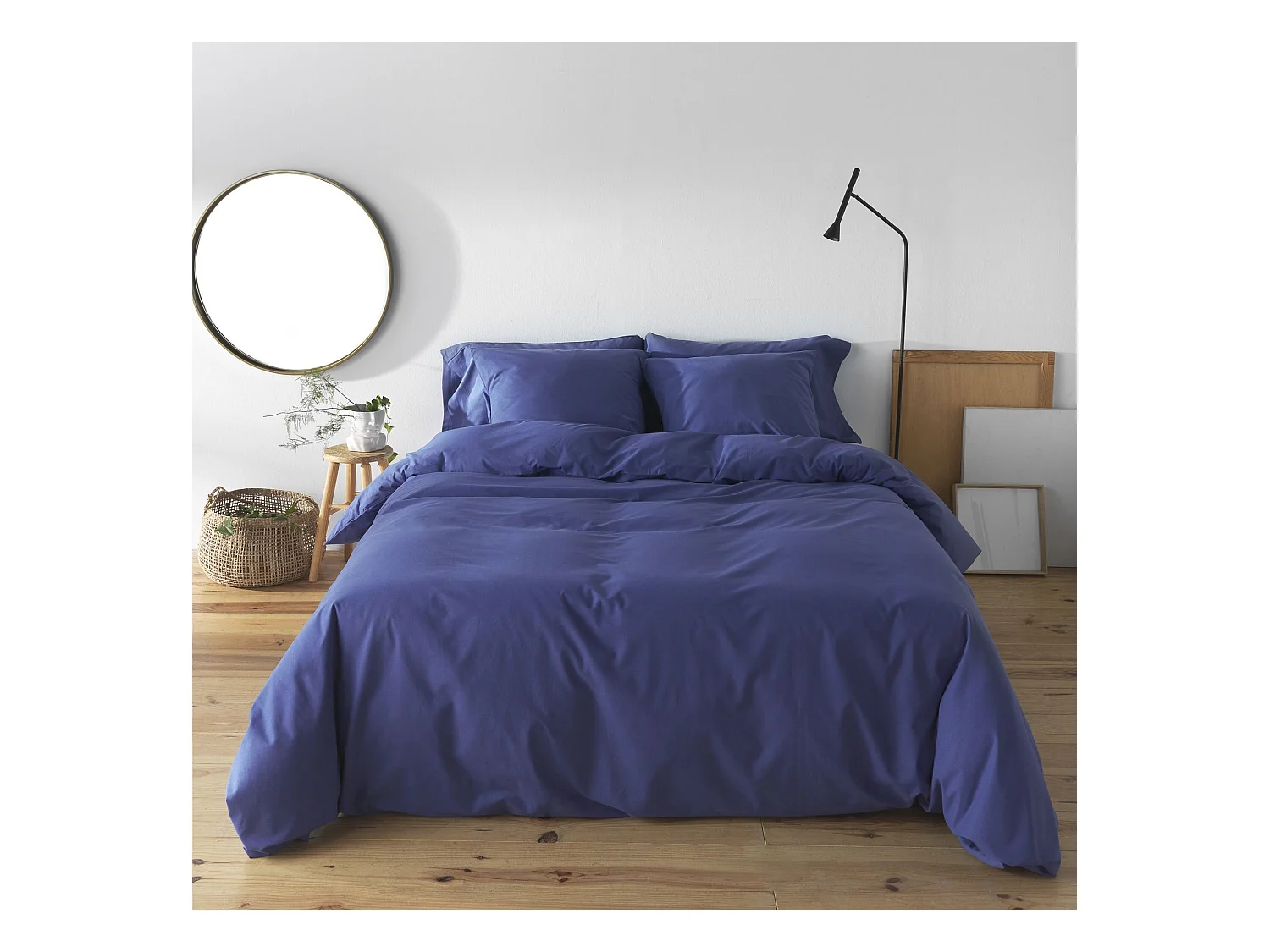 Housse de couette Liso Bleu lit 120 cm - 200x200 cm, coton 200 fils