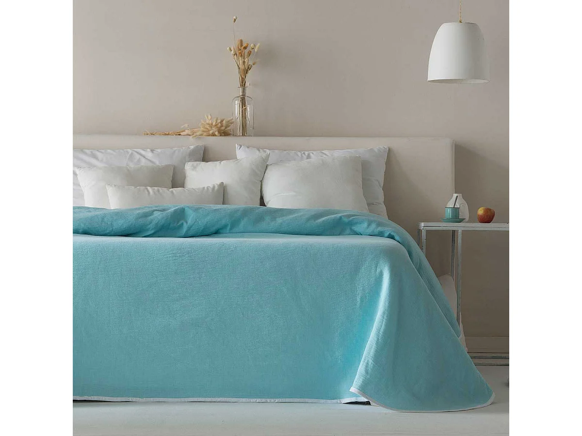 Colcha jacquard reversible Aura azul claro 270x270 cm