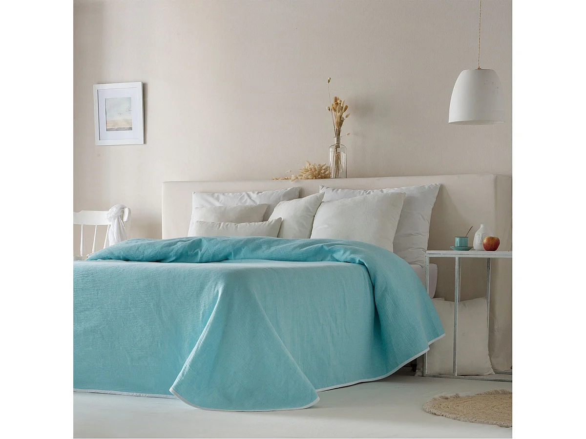 Colcha jacquard reversible Aura azul claro 270x270 cm