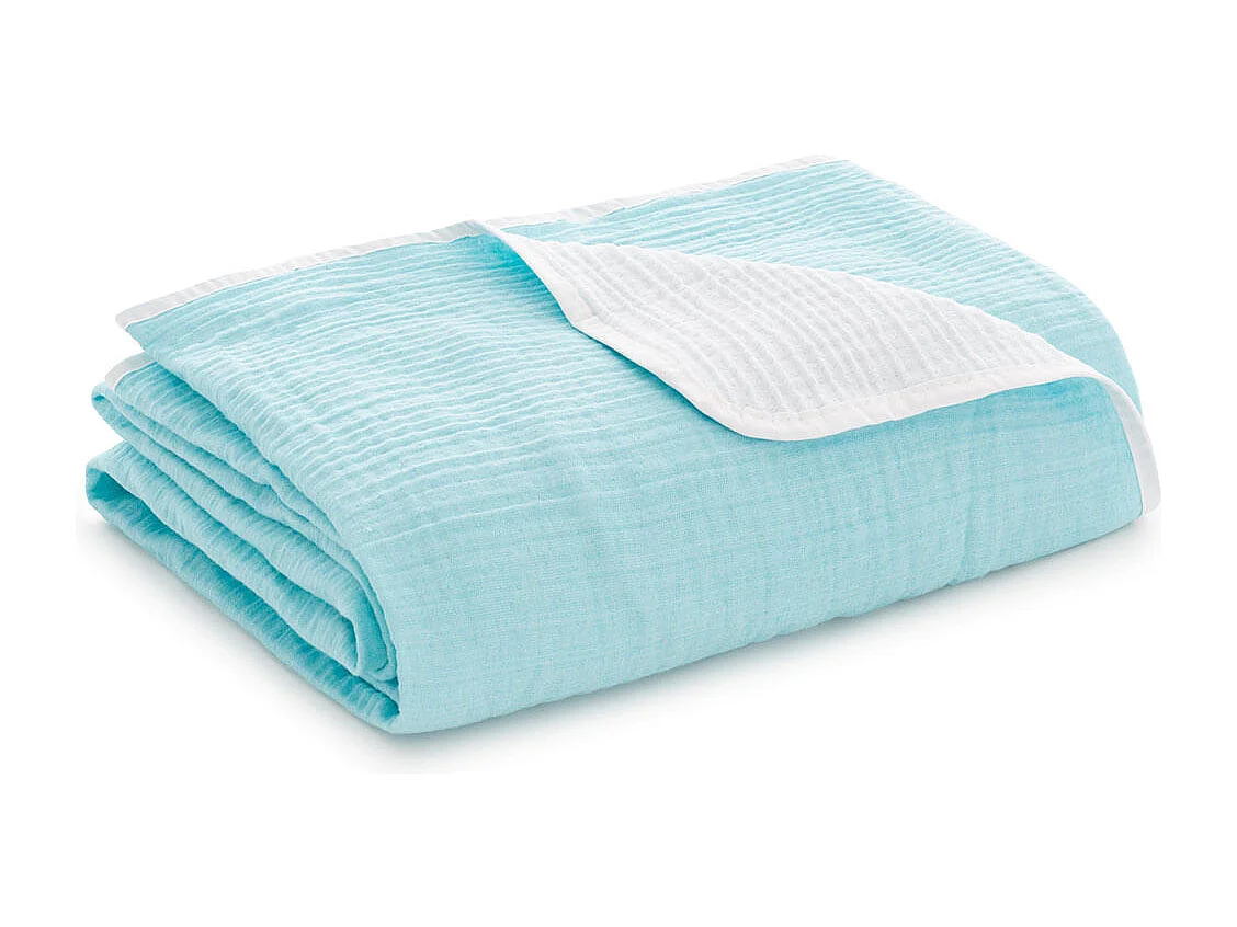 Colcha jacquard reversible Aura azul claro 270x270 cm