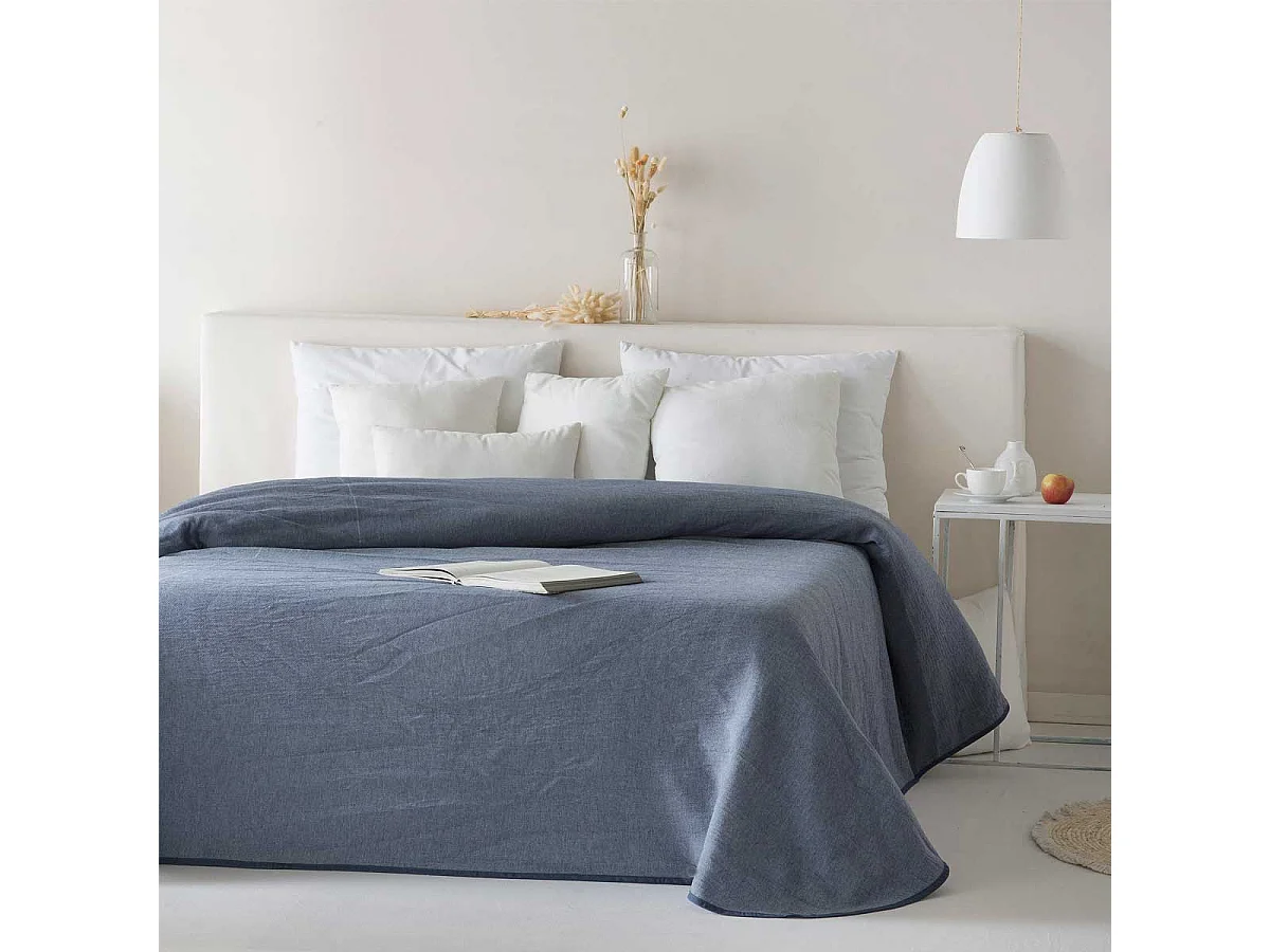 Colcha jacquard reversible Aura azul oscuro 180x270 cm