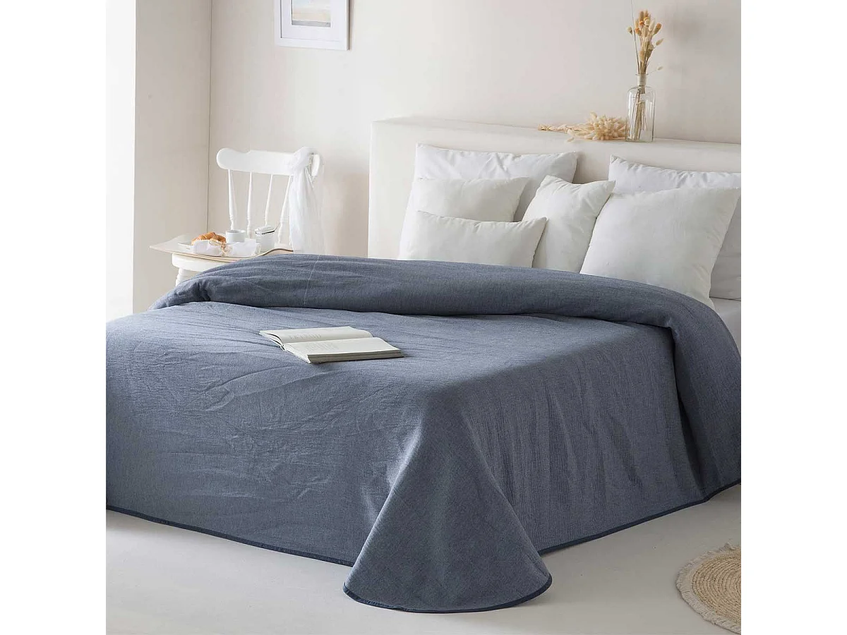 Colcha jacquard reversible Aura azul oscuro 180x270 cm