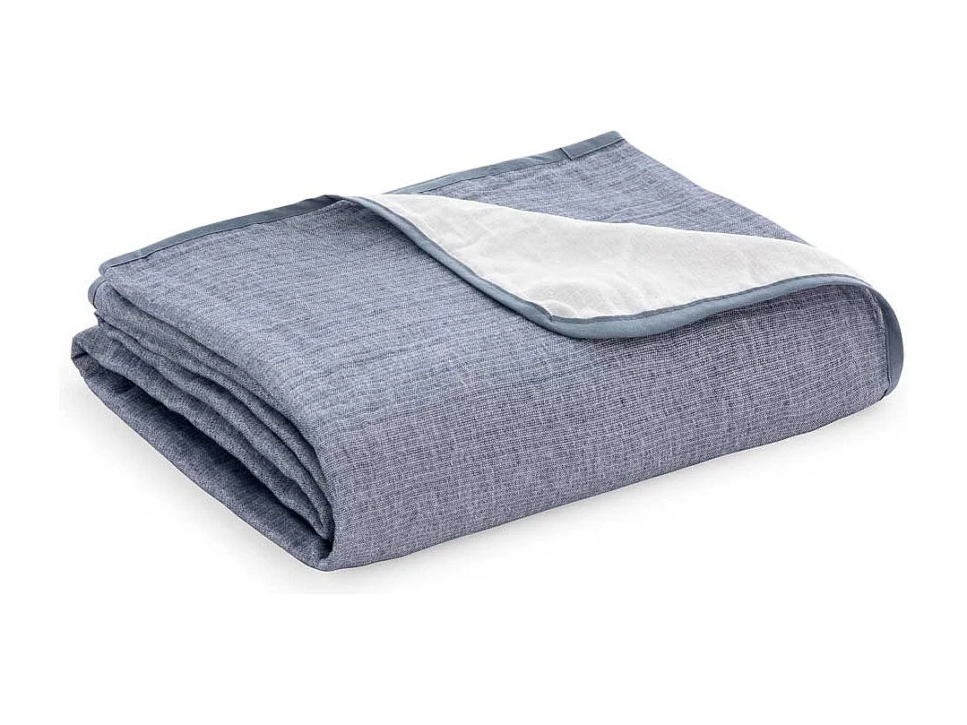 Colcha jacquard reversible Aura azul oscuro 180x270 cm