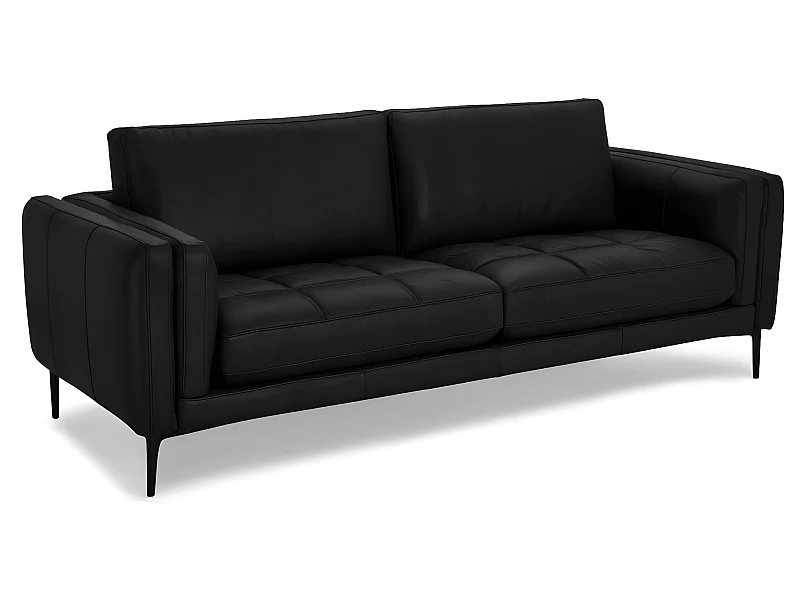 Ledersofa Orlando - 3-Sitzer - Leder - Schwarz
