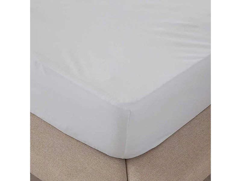 Draps housse unis de couleur unie Blanc  lit 180 cm - 180x190/200 cm, 100% coton.