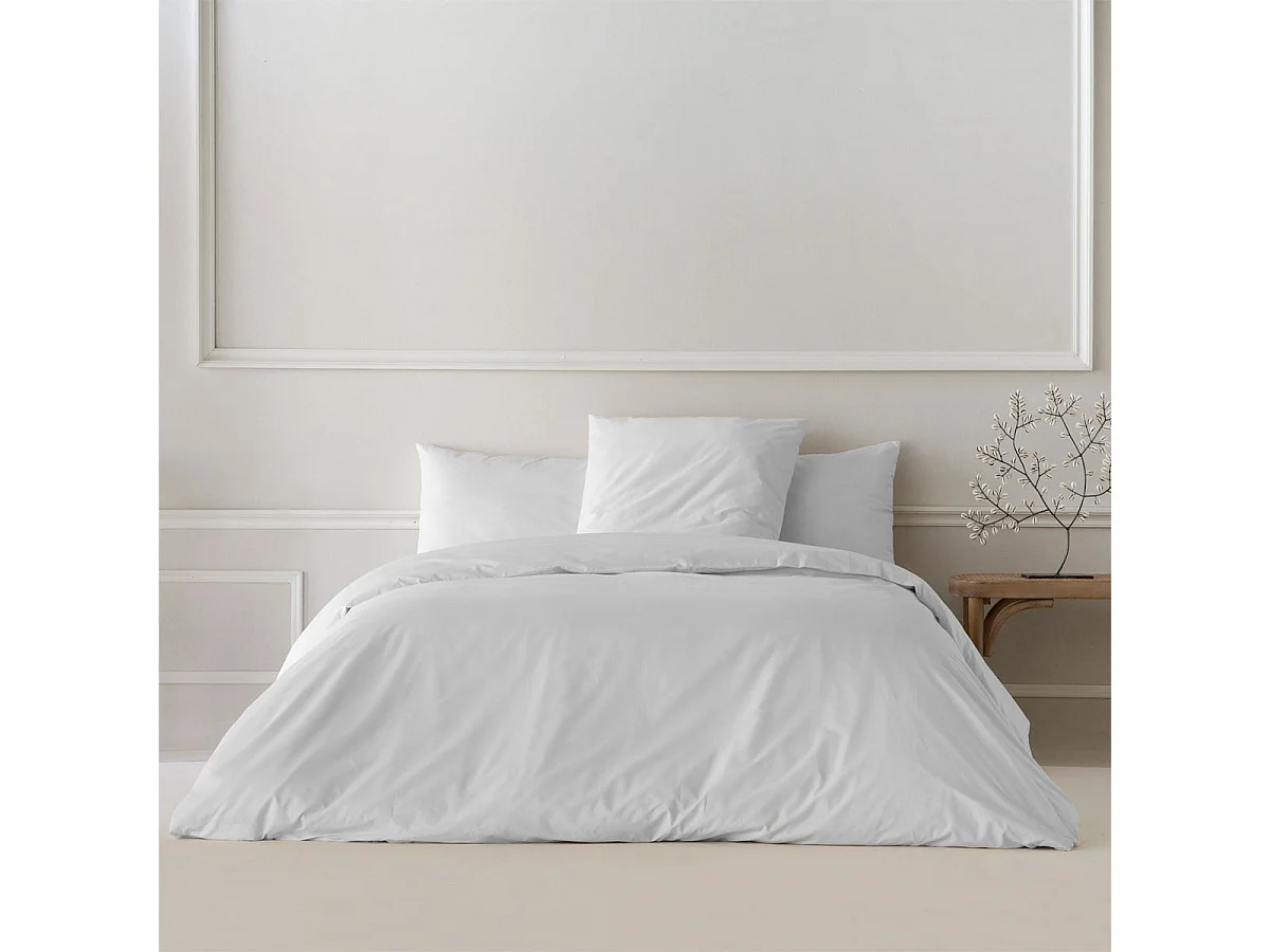 Housse de couette Liso Blanc  lit 120 cm - 200x200 cm, coton 200 fils