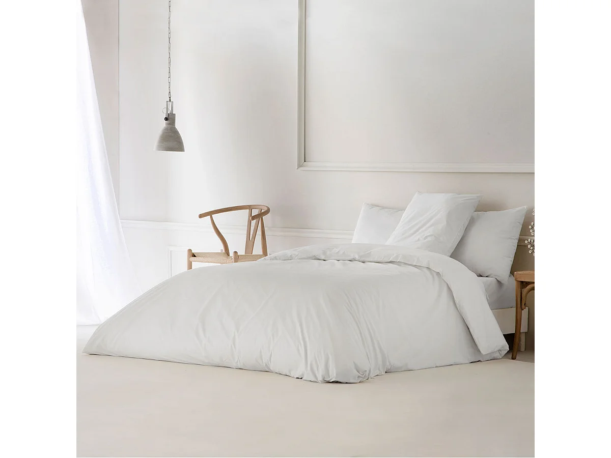 Housse de couette Liso Blanc  lit 120 cm - 200x200 cm, coton 200 fils