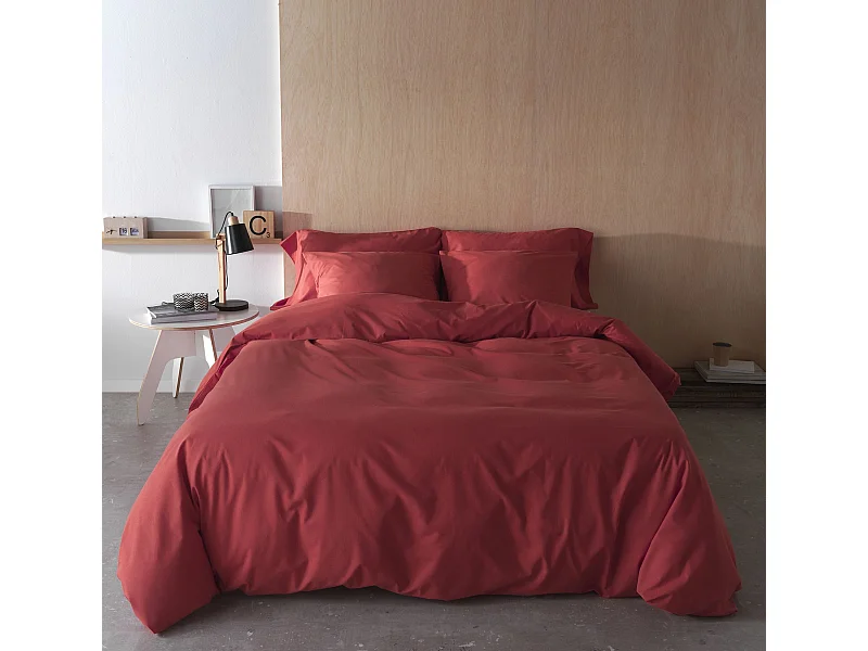 Funda nórdica lisa Coral cama 120 cm - 200x200 cm, algodón 200 hilos. Cierre con botones.