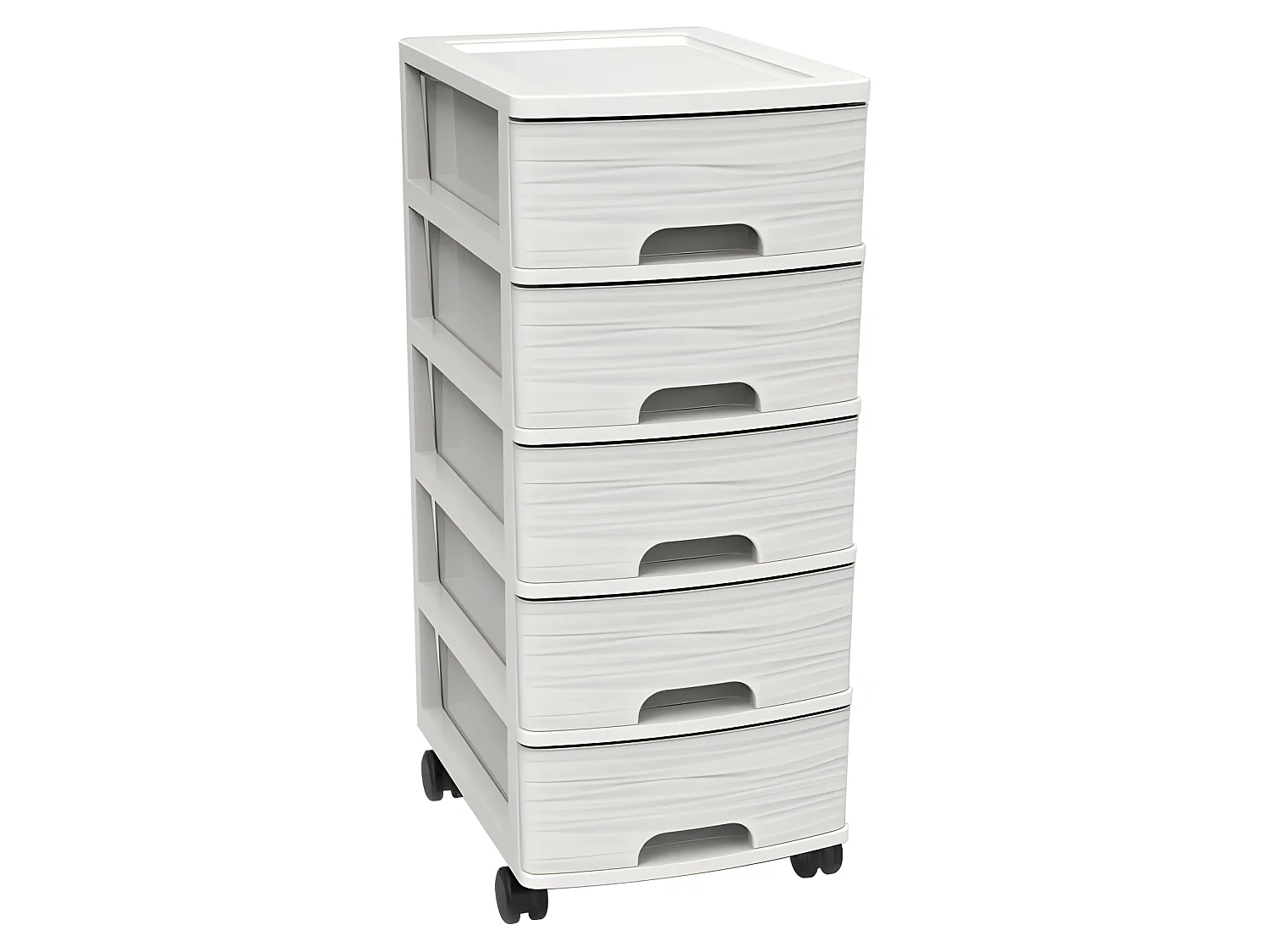Meuble de rangement a roulettes 5 tiroirs - Blanc - 26,7 x 36 x 62,8 cm