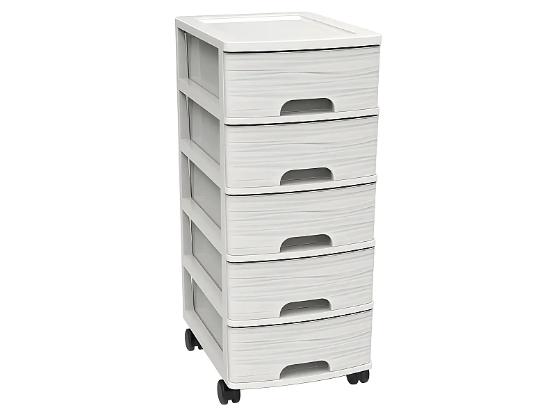 Meuble de rangement a roulettes 5 tiroirs - Blanc - 26,7 x 36 x 62,8 cm