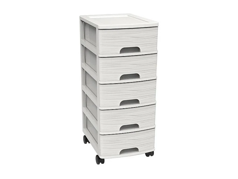Meuble de rangement a roulettes 5 tiroirs - Blanc - 26,7 x 36 x 62,8 cm