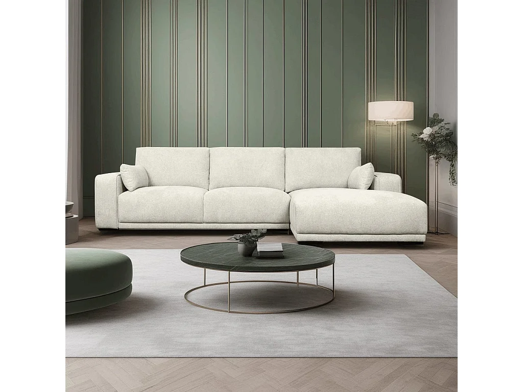 Canapé d'angle droite California - 3 places - Tissu - Beige