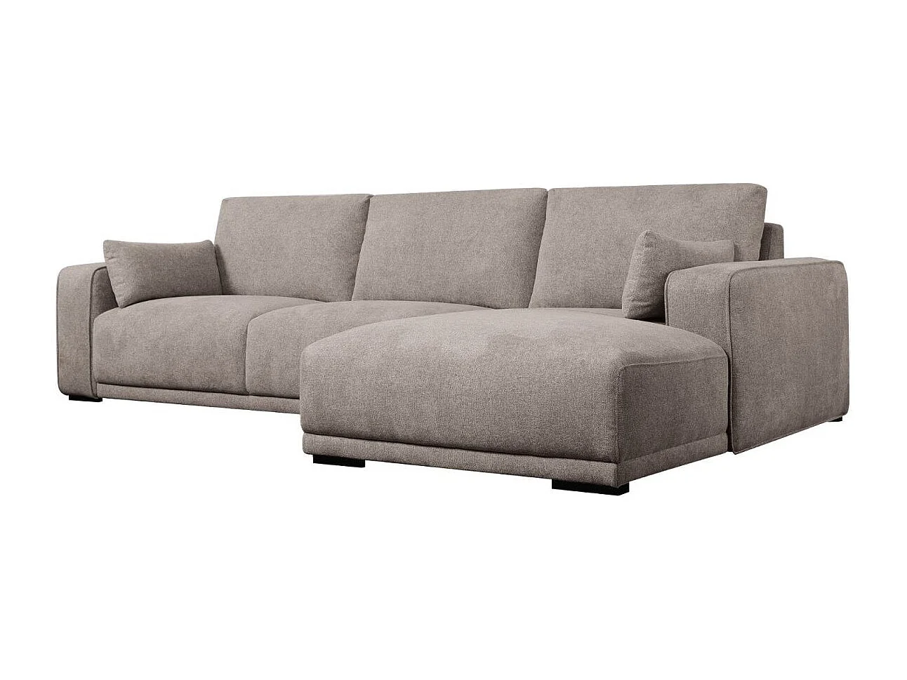 Canapé d'angle droite California - 3 places - Tissu - Beige