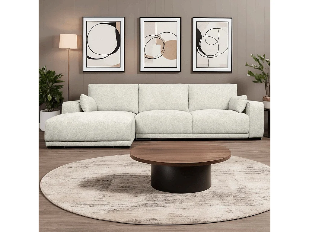 Ecksofa Links California - 3-Sitzer - Stoff - Beige