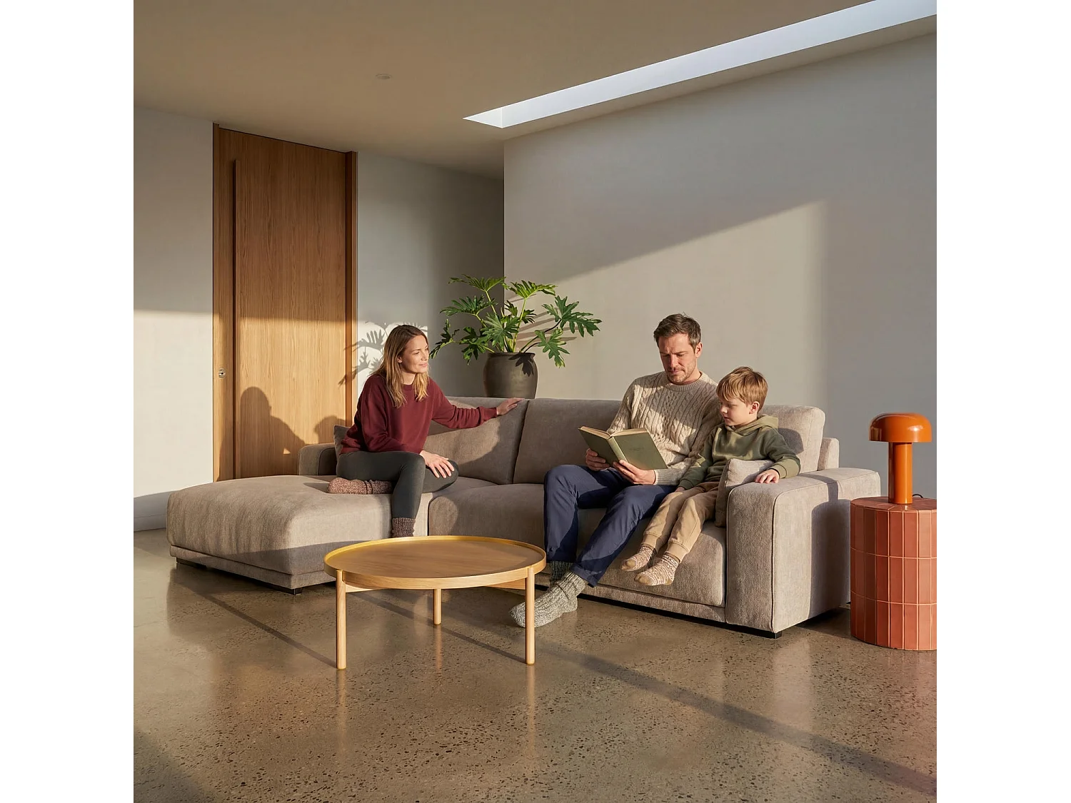 Canapé d'angle gauche California - 3 places - Tissu - Beige