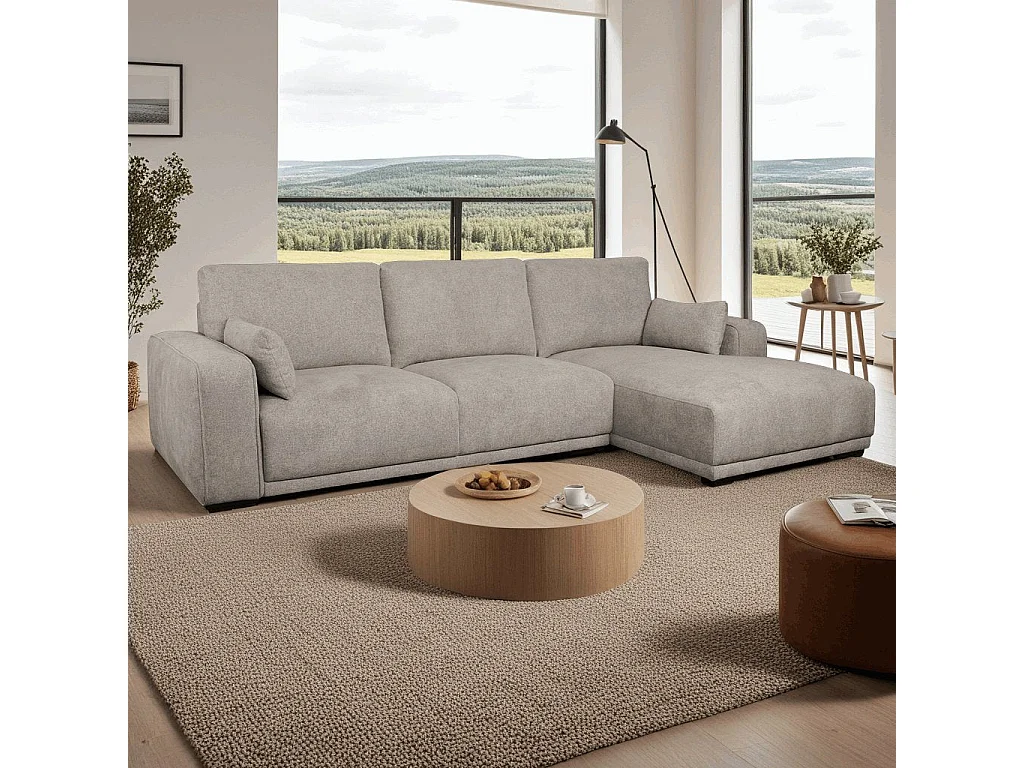 Canapé d'angle droite California - 3 places - Tissu - Sable