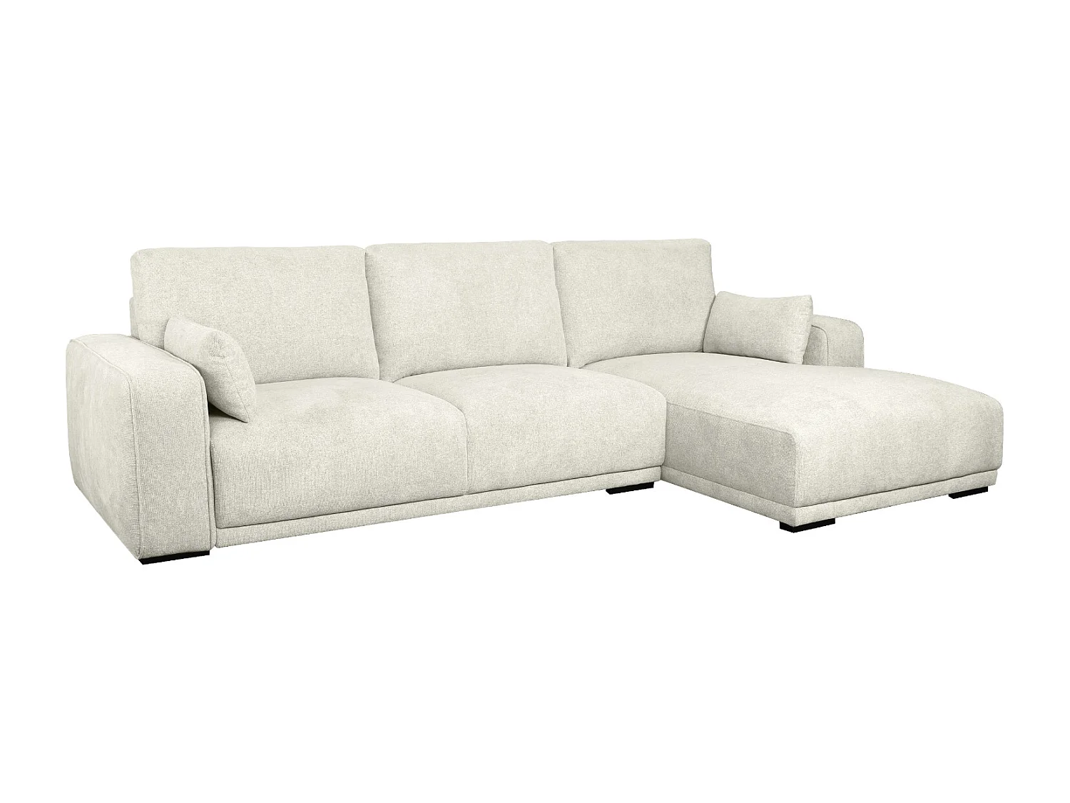 Ecksofa Right 3-Sitzer California - Stoff Chenille - Cremeweiß