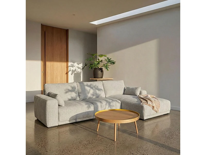 Canapé d'angle gauche California - 3 places - Tissu - Gris