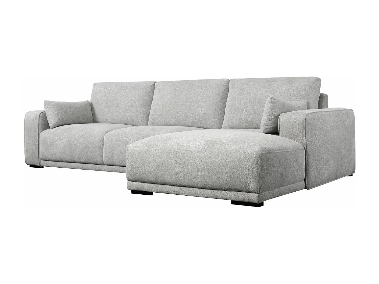 Canapé d'angle droite California - 3 places - Tissu - Gris