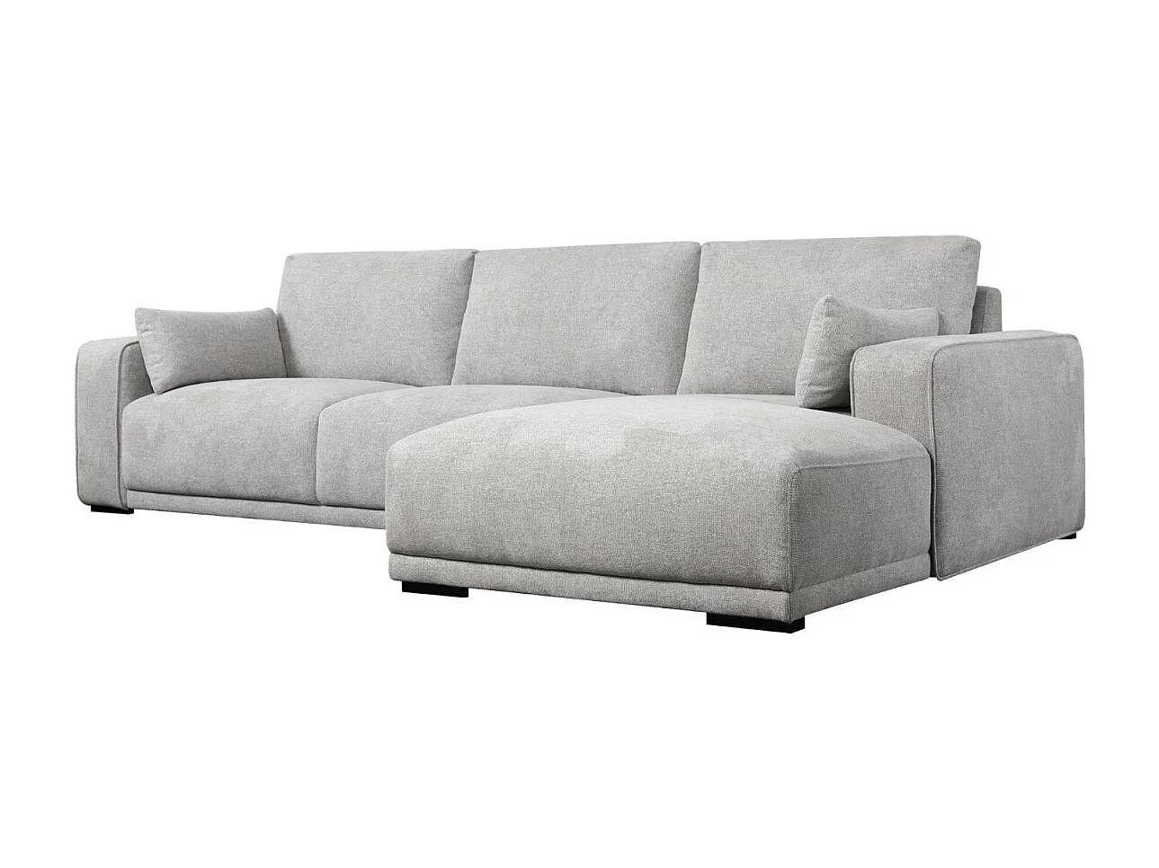 Canapé d'angle droite California - 3 places - Tissu - Gris