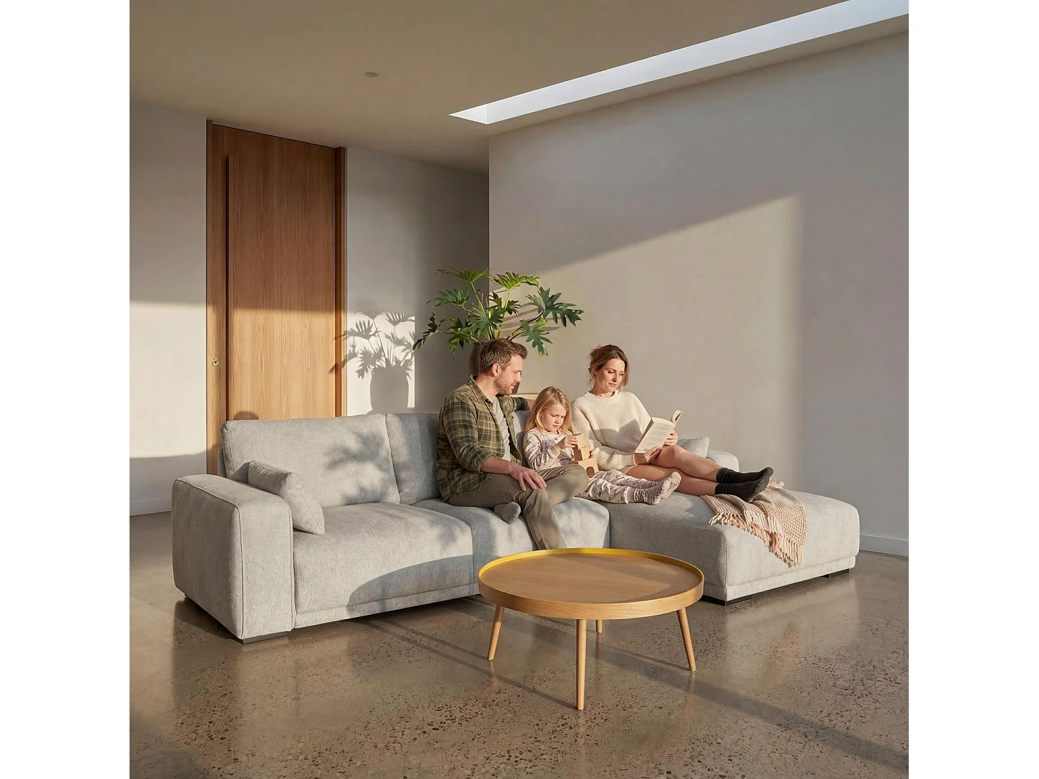 Canapé d'angle droite California - 3 places - Tissu - Gris