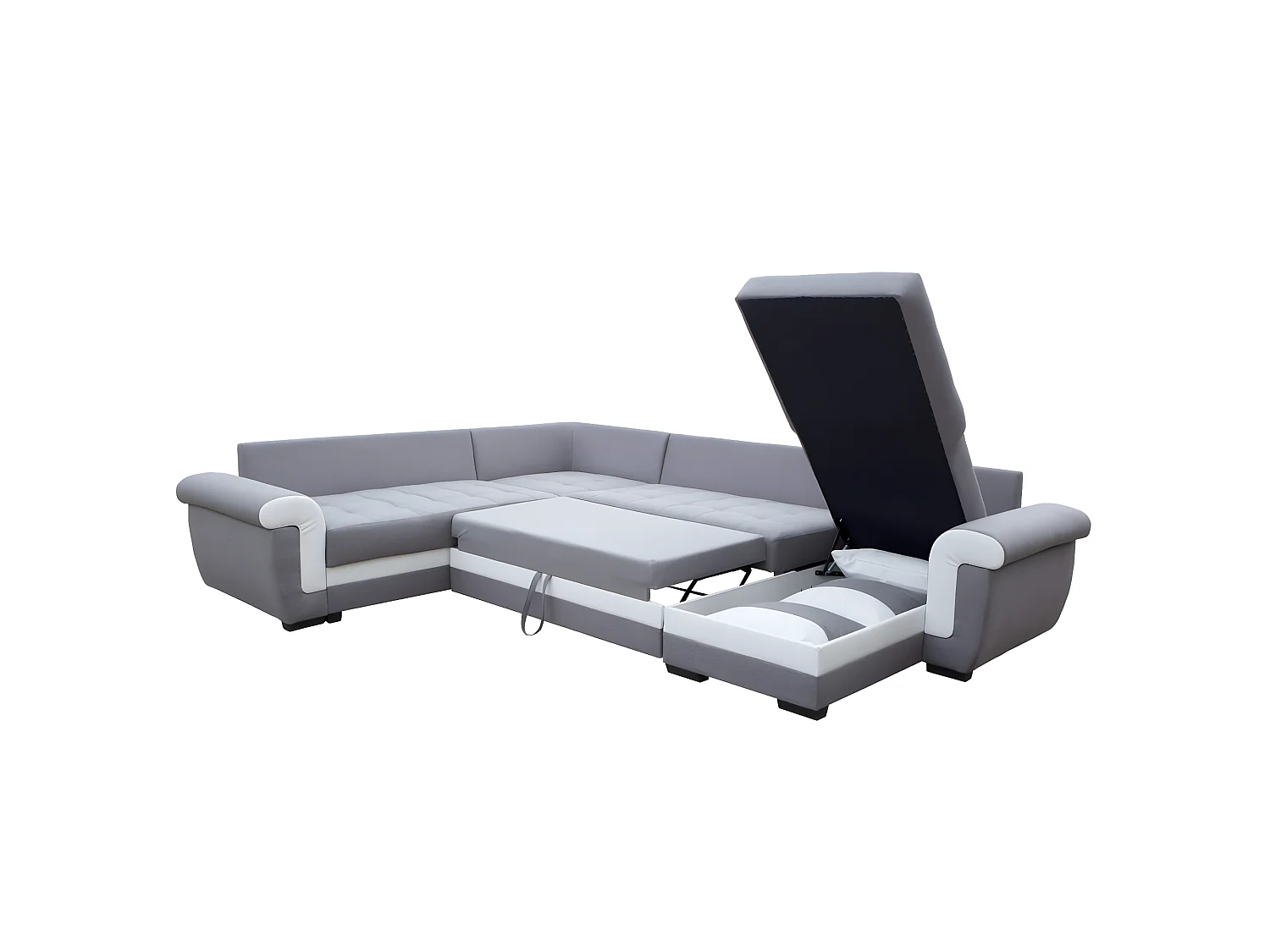 canapé d'angle miami bis U - gris et blanc