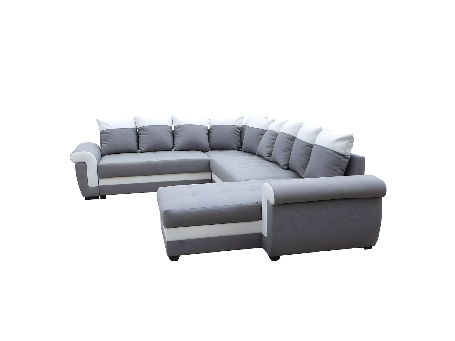 canapé d'angle miami bis U - gris et blanc