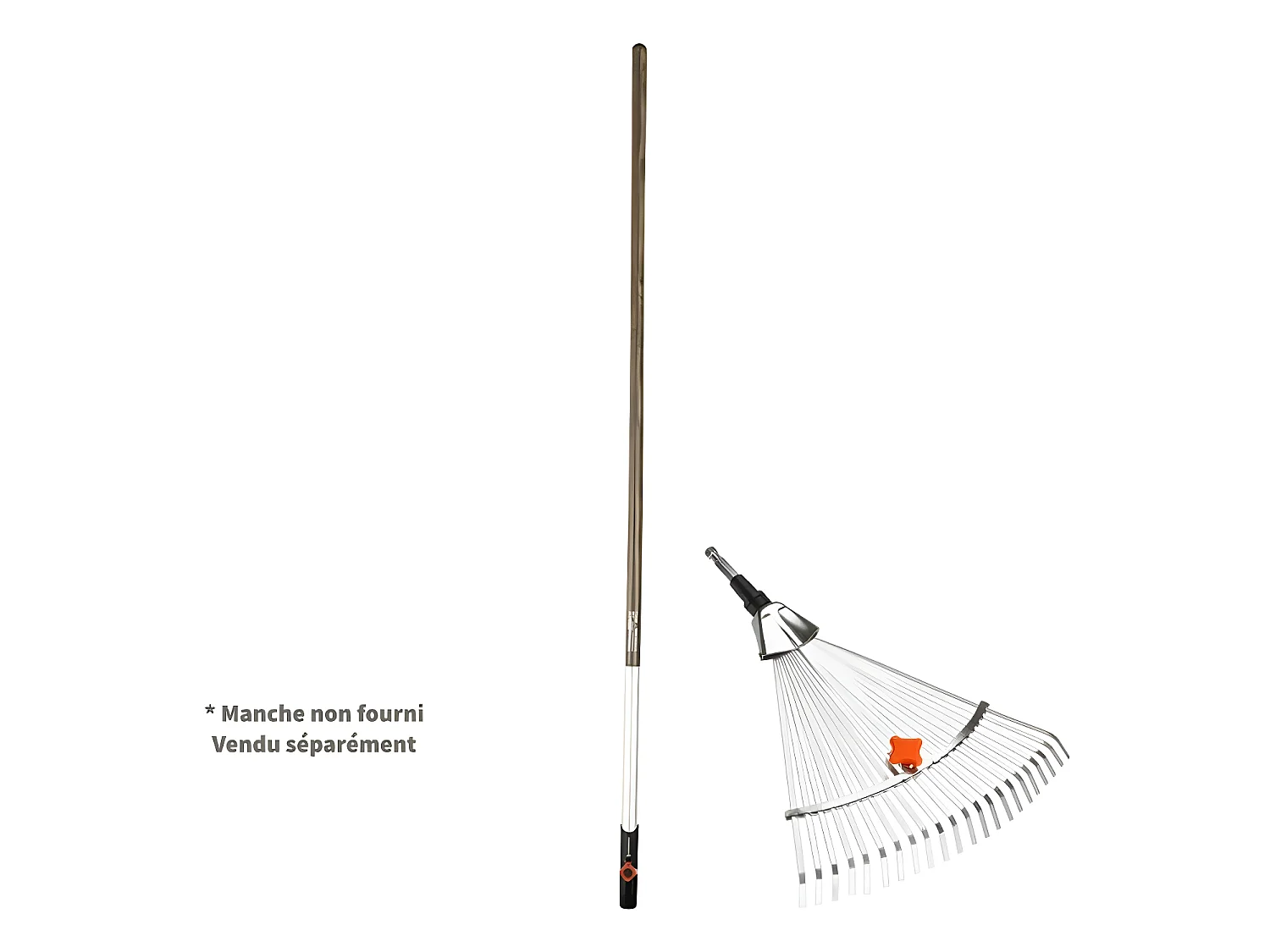 GARDENA Balai a gazon réglable 30-50cm Combisystem - Acier zingué ressorts – 22 dents – Ratissage herbe – Garantie 25 ans