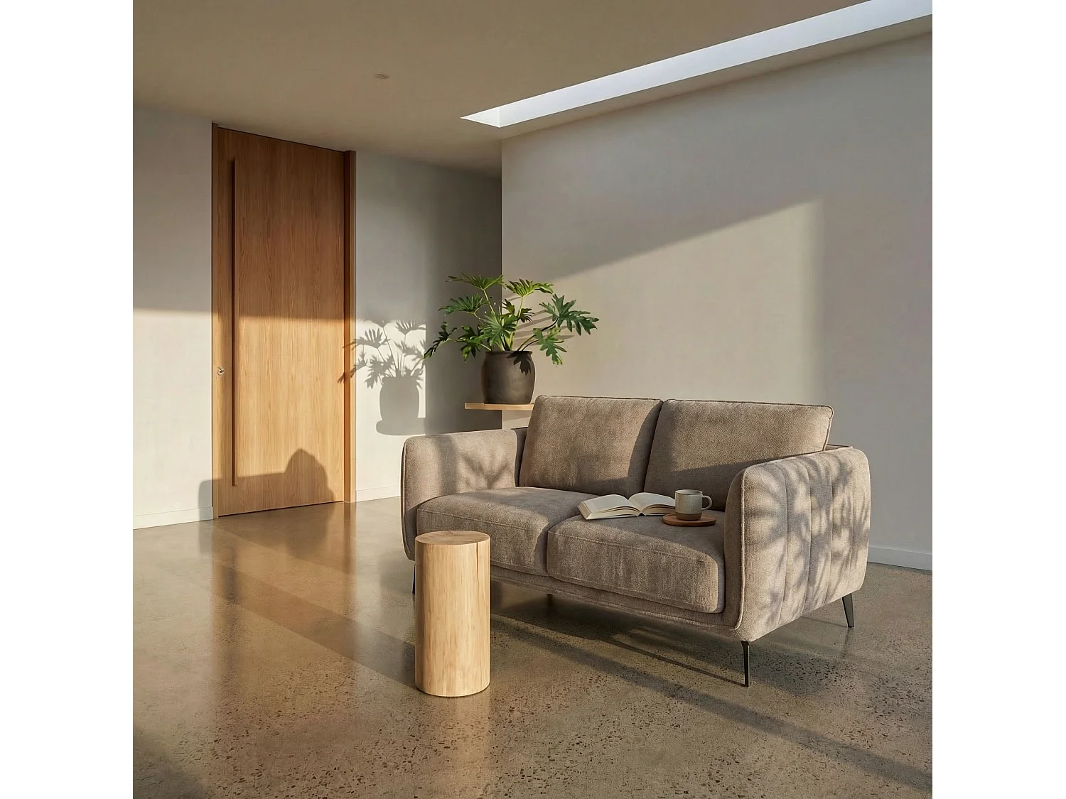 Sofa 2-Sitzer Selena - Stoff Chenille - Taupe