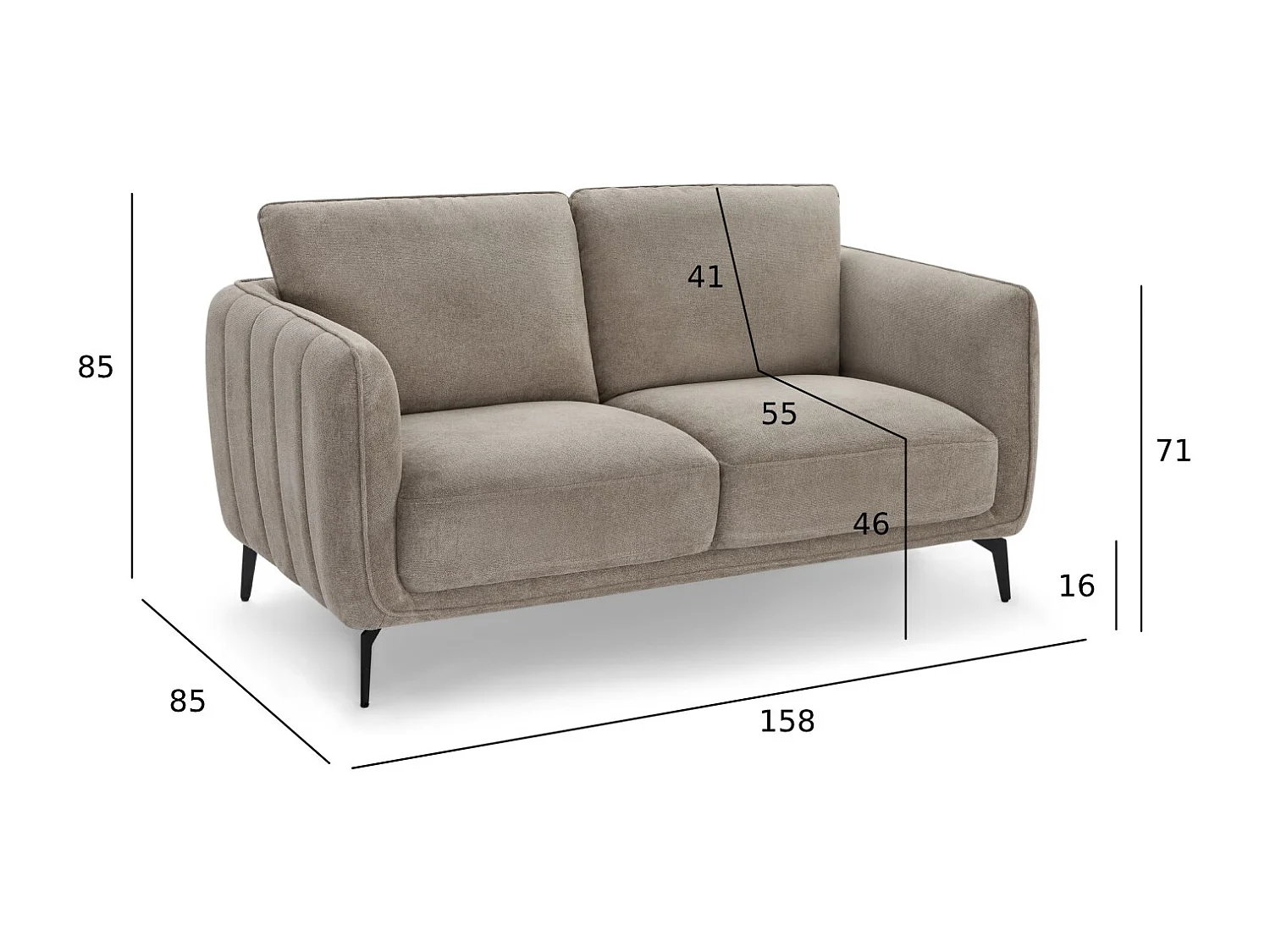 Sofa 2-Sitzer Selena - Stoff Chenille - Taupe