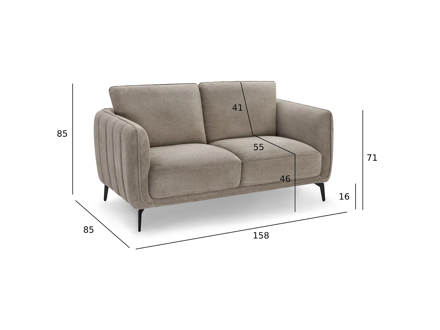 Canapé Selena - 2 places - Tissu - Beige
