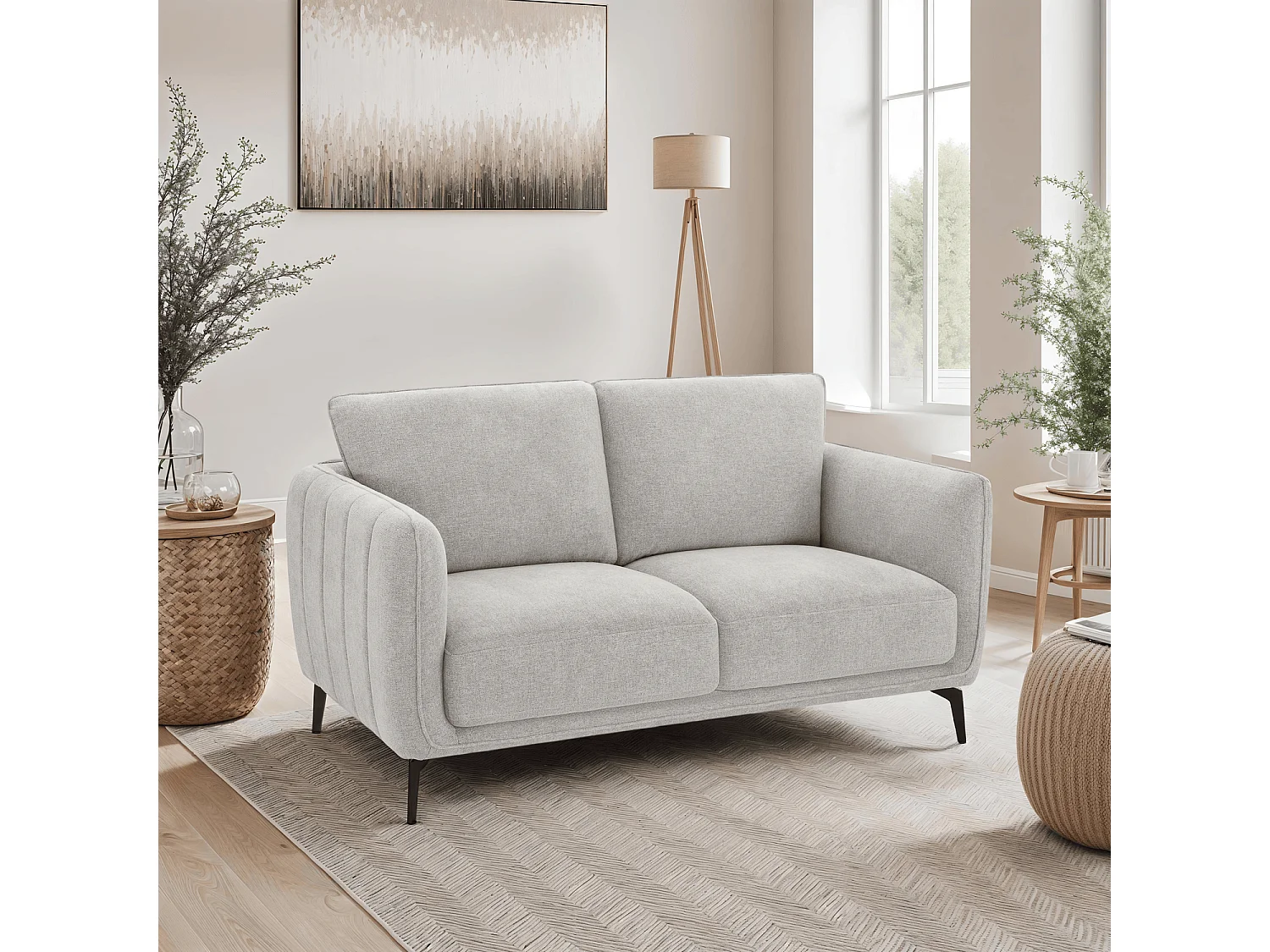 Canapé Selena - 2 places - Tissu - Gris